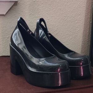 Melissa Glossy Black Platform Shoes